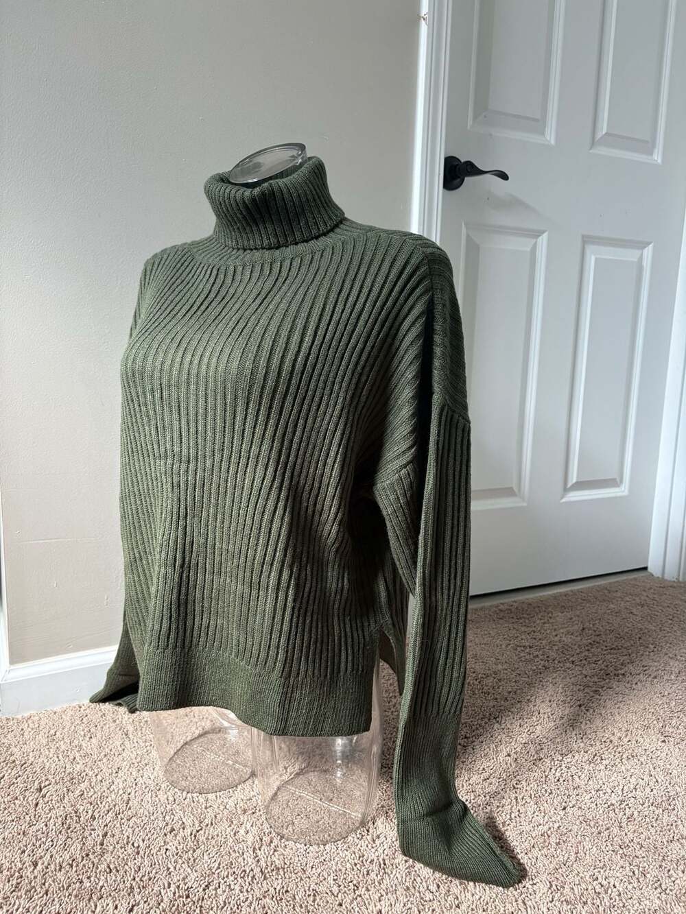 ZAFUL Olive Green Ribbed Turtleneck Sweater Size Small NWT